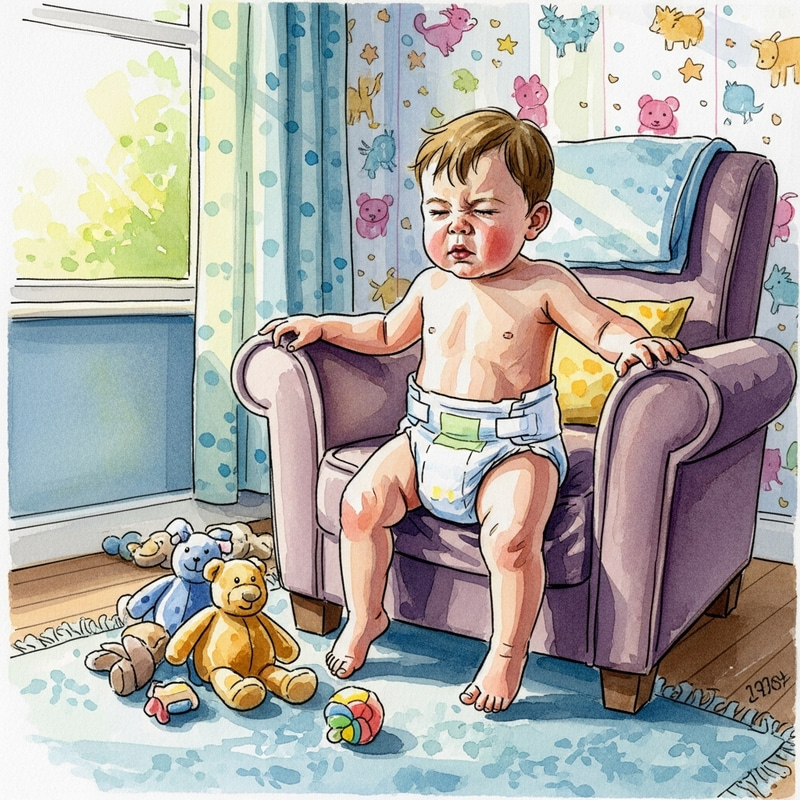 Adorable Watercolor Toddler in a Big Diaper Adorable Watercolor Toddler in a Big Diaper