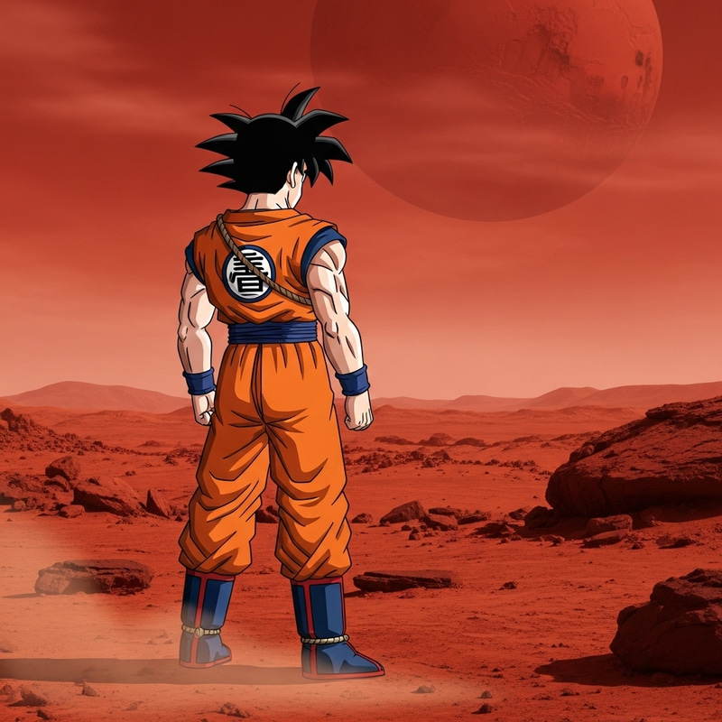 Goku on Mars: Solitude and Determination | Martial Artist Illustration