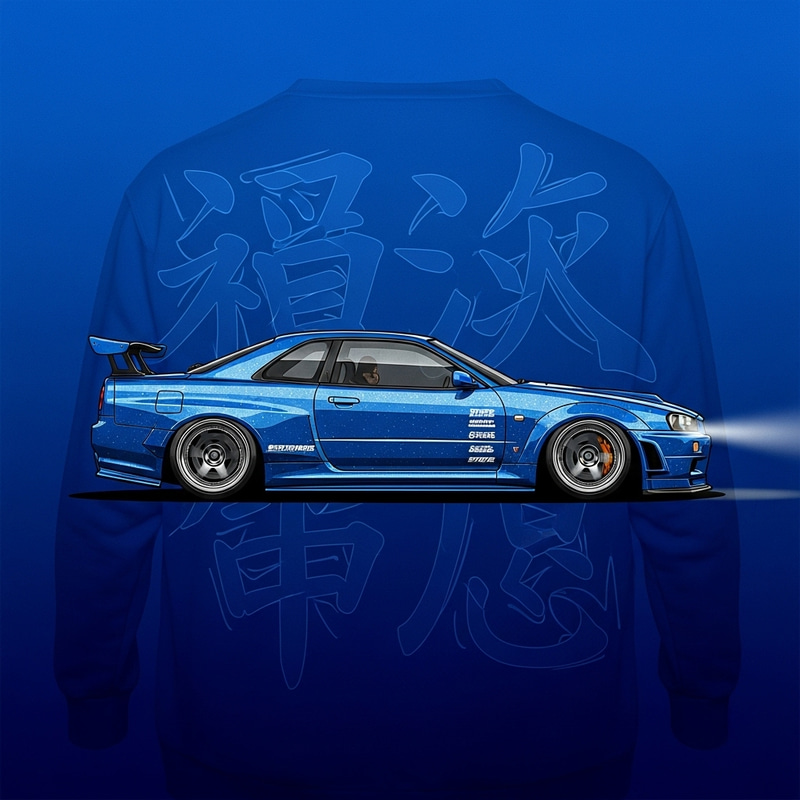 1999 Nissan Skyline GT-R R34 Sweatshirt Design - JDM Inspired 1999 Nissan Skyline GT-R R34 Sweatshirt Design - JDM Inspired