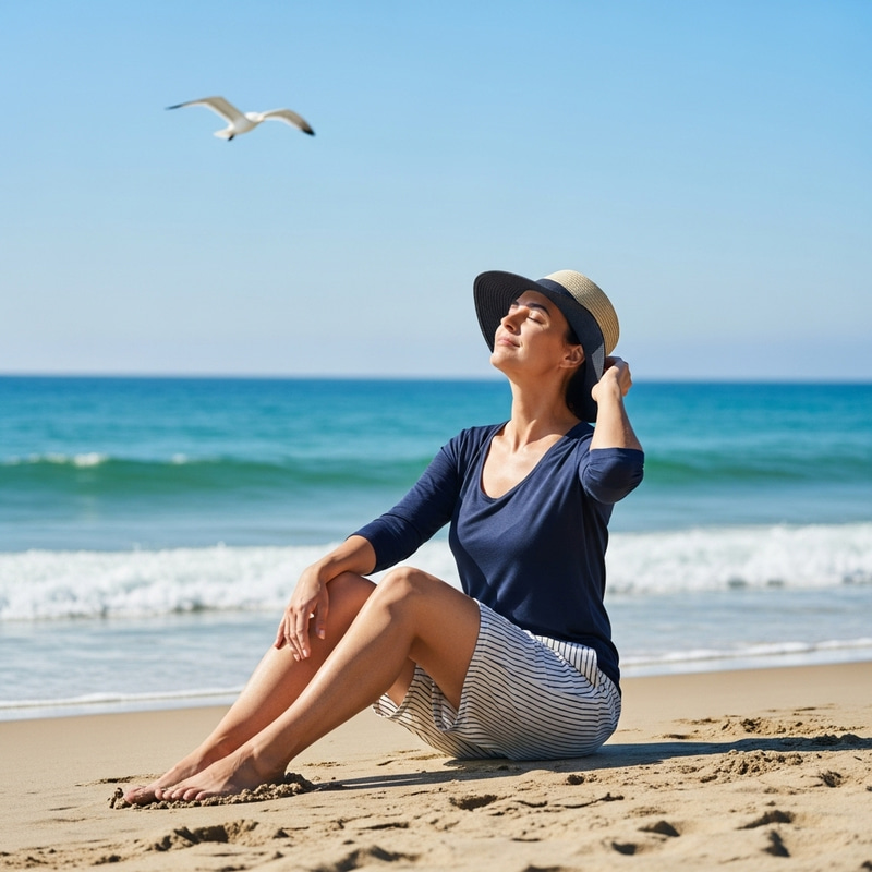 Girlfriend on Beach | Beach Outfit & Straw Hat