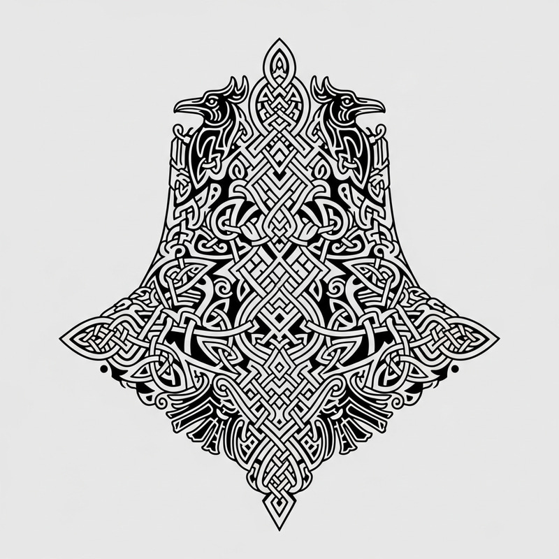 Intricate Nordic Neck Tattoo PNG Design