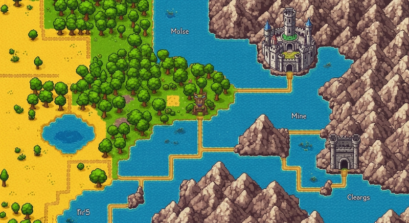 Pixelated Adventure Map - Retro Pixel Art Design Pixelated Adventure Map - Retro Pixel Art Design