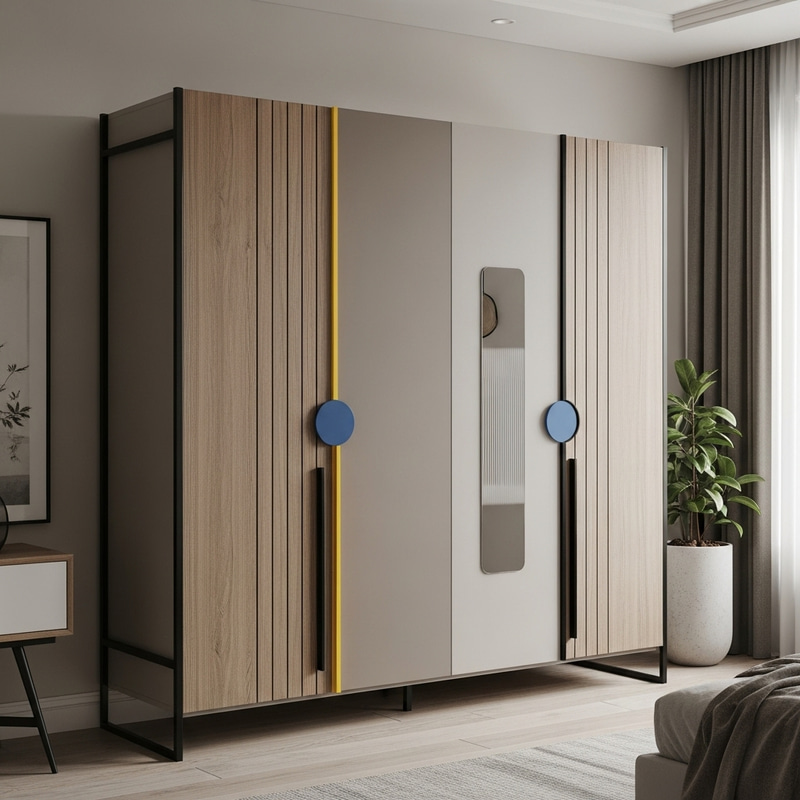 Modern 3-Door Wardrobe | Minimalist Geometric Design Modern 3-Door Wardrobe | Minimalist Geometric Design