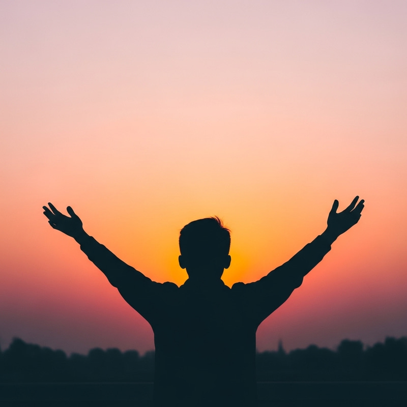 Serene Silhouette Against a Vibrant Sunrise
