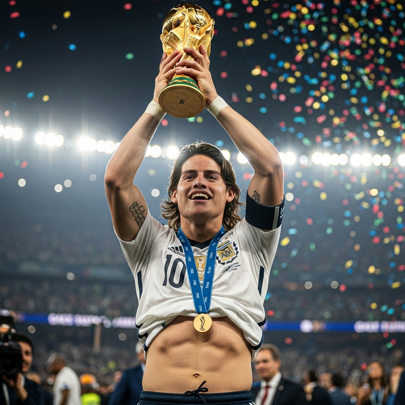 James Rodriguez Triumphantly Lifts World Cup Trophy James Rodriguez Triumphantly Lifts World Cup Trophy