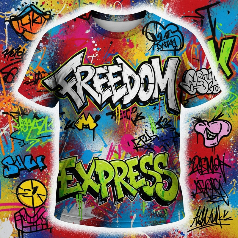 Old-School Graffiti T-Shirt Design - Dynamic Street Art Style
