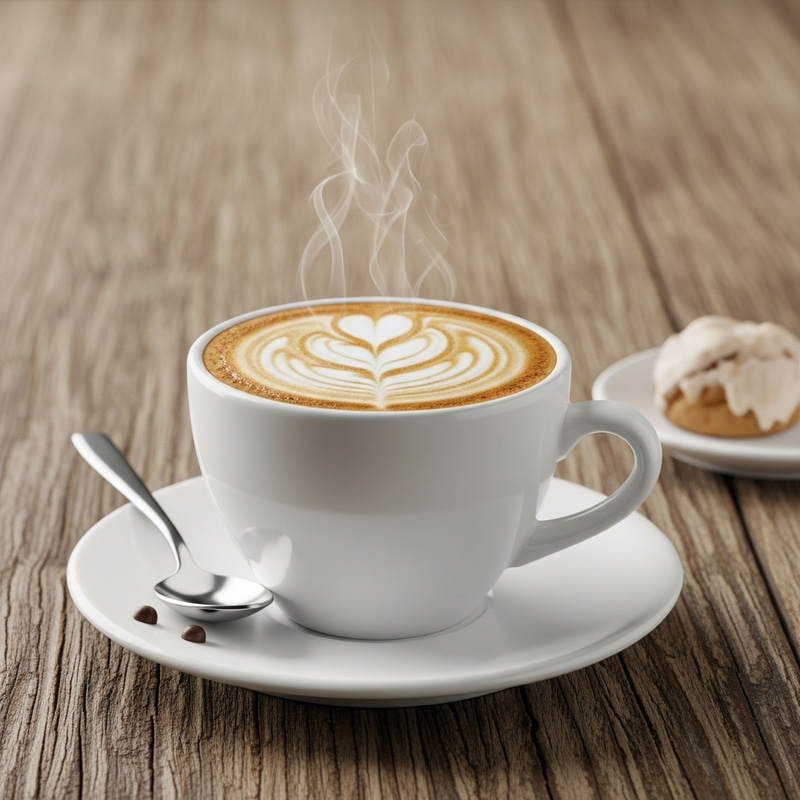 Elegant White Ceramic Coffee Cup on Rustic Table
