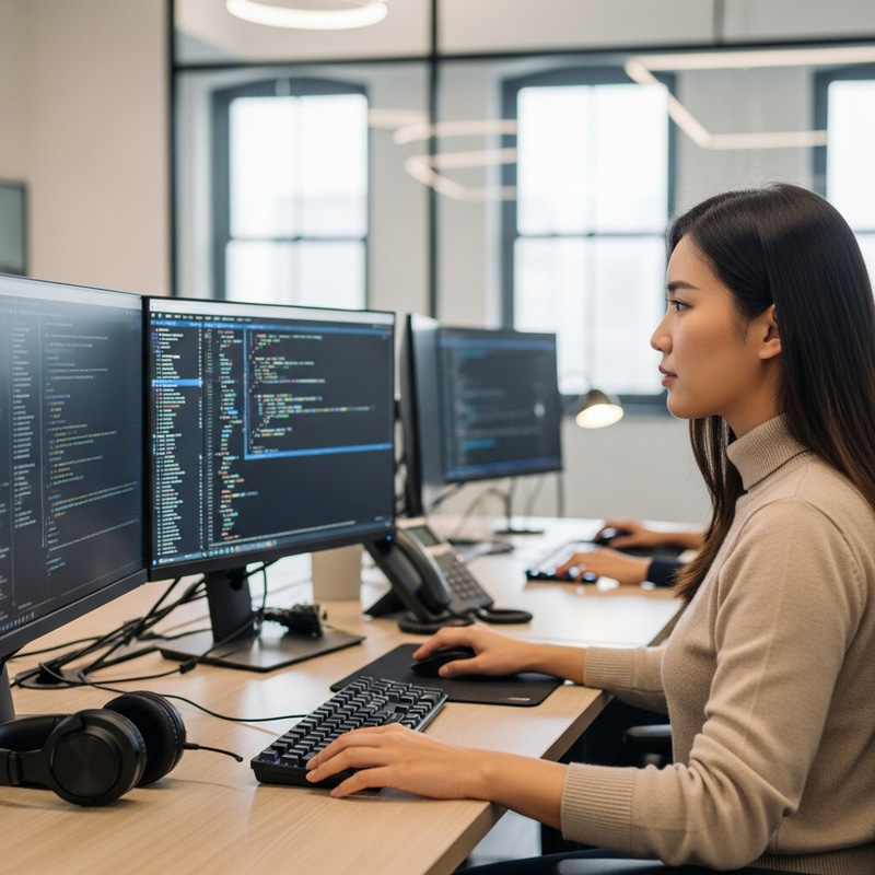 Asian Lady E-Commerce Developer Crafting Online Marketplaces