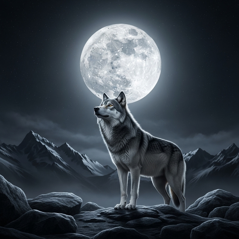Moonlit Wolf: A Symbol of Strength and Serenity Moonlit Wolf: A Symbol of Strength and Serenity