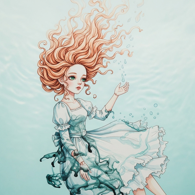 Surreal Paper Doll: Ethereal Transformation in Watercolor