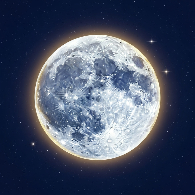 Cartoon Logo of a Fresh Moon in Silver & Gold