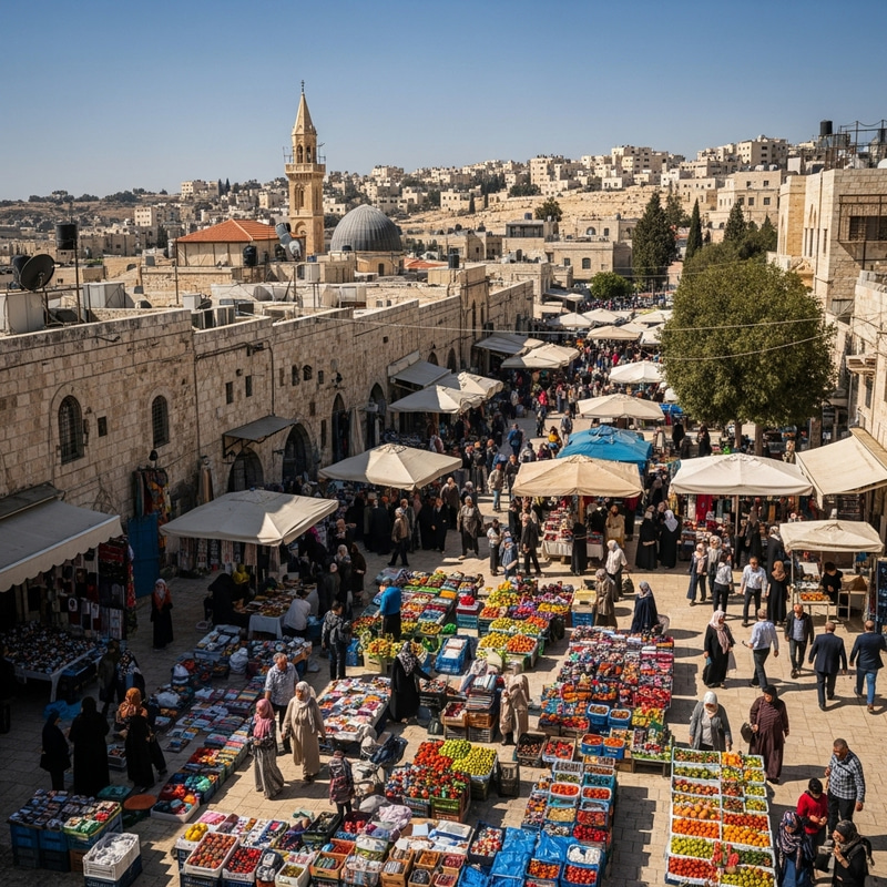 Palestine Market Scene: Colorful People & Vibrant Goods Palestine Market Scene: Colorful People & Vibrant Goods