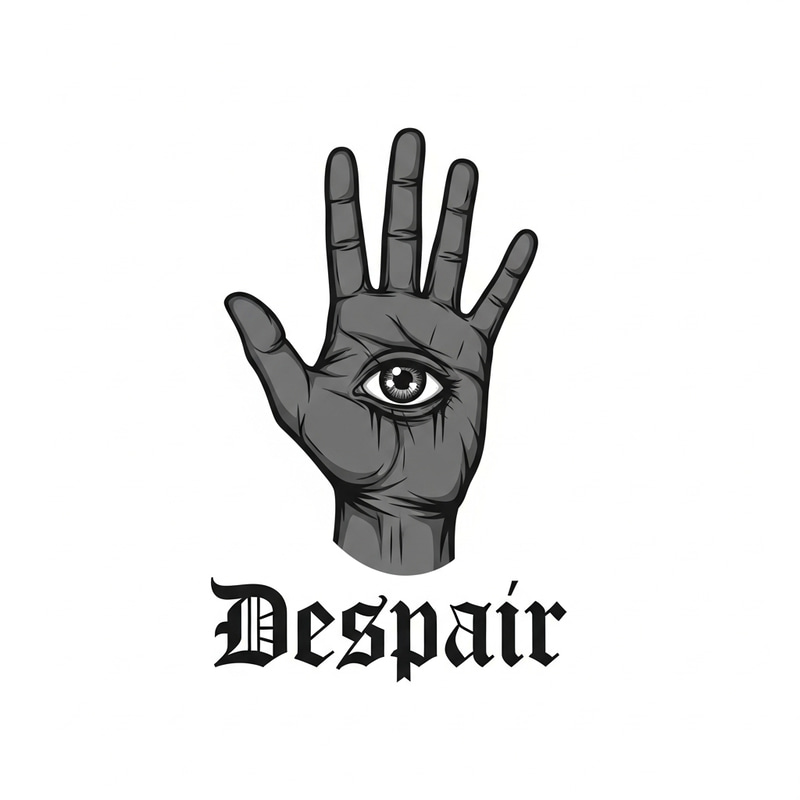Hopeless Hand Logo Design with Despair Eye and Text Hopeless Hand Logo Design with Despair Eye and Text