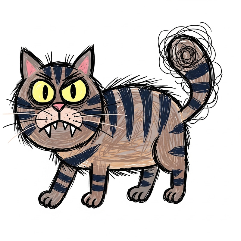 Charming Toddler Art of a Striped Cat