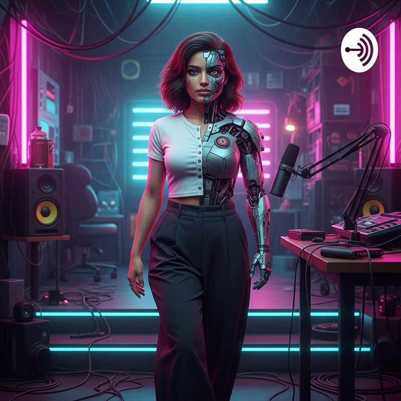 Futuristic Cyberpunk 24-Year-Old Woman with Middle-Eastern Features