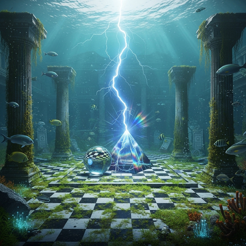 Glass Pyramid Struck by Lightning at Atlantis Ruins