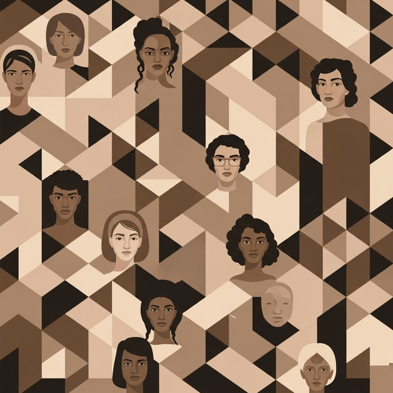 Complex Tessellation with Interlocking Shapes Featuring Faces