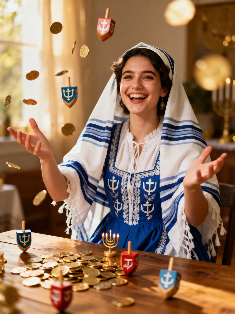 Joyful Hanukkah Celebrations in Traditional Attire Joyful Hanukkah Celebrations in Traditional Attire