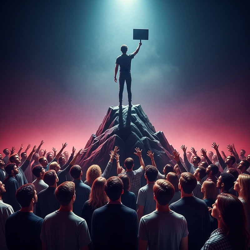 Summit Spectacle: Crowd Gazing Up in Admiration Summit Spectacle: Crowd Gazing Up in Admiration