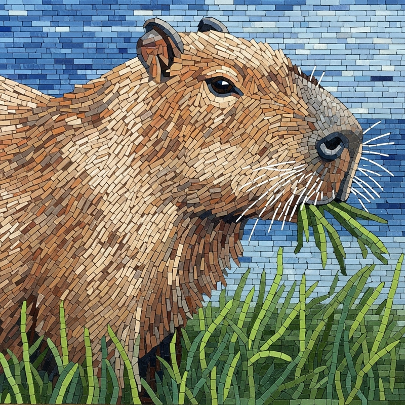 Intricate Mosaic of Capybara - Captivating Artwork