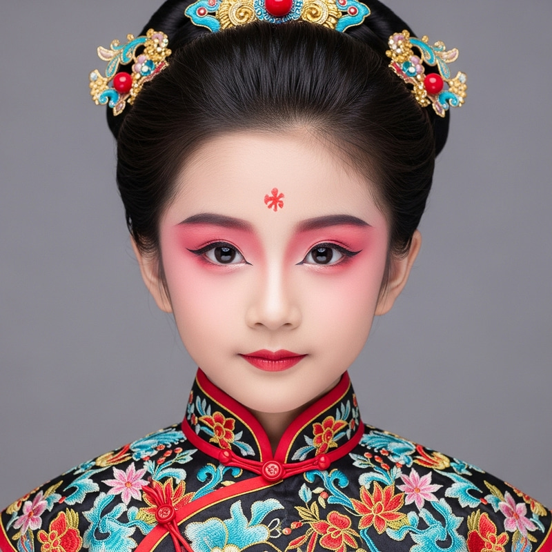 Beautiful 4-Year-Old Chinese Girl in Traditional Costume