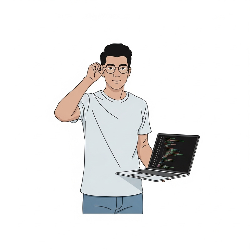 Minimalistic Frontend Developer Avatar - South Asian Male PNG Minimalistic Frontend Developer Avatar - South Asian Male PNG
