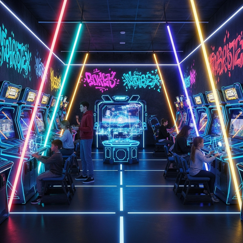 Futuristic Cyberpunk Neon Arcade Experience Futuristic Cyberpunk Neon Arcade Experience