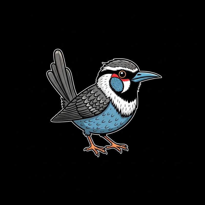 Playful Pūteketeke Bird Cartoon Art for T-Shirt Printing
