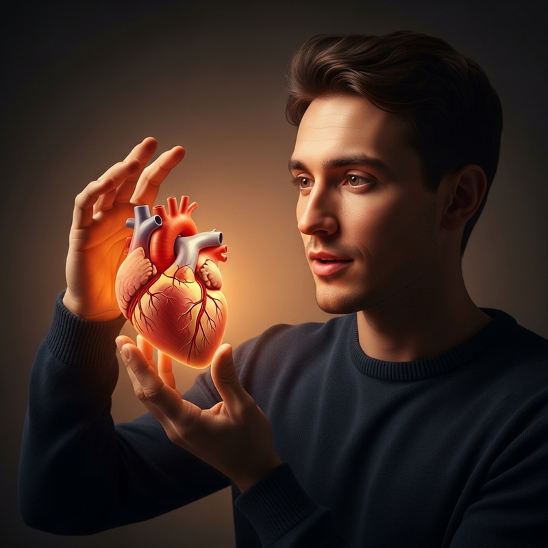 Surreal Art: Glowing Heart Held in Hand