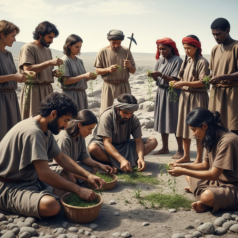 Hunter-Gatherer Farming Scene at Göbeklitepe - 10,000 Years Ago Hunter-Gatherer Farming Scene at Göbeklitepe - 10,000 Years Ago
