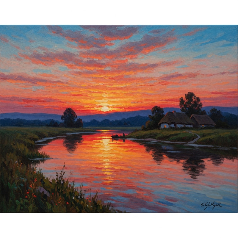 Stunning Sunset Impressionism Art Piece Stunning Sunset Impressionism Art Piece