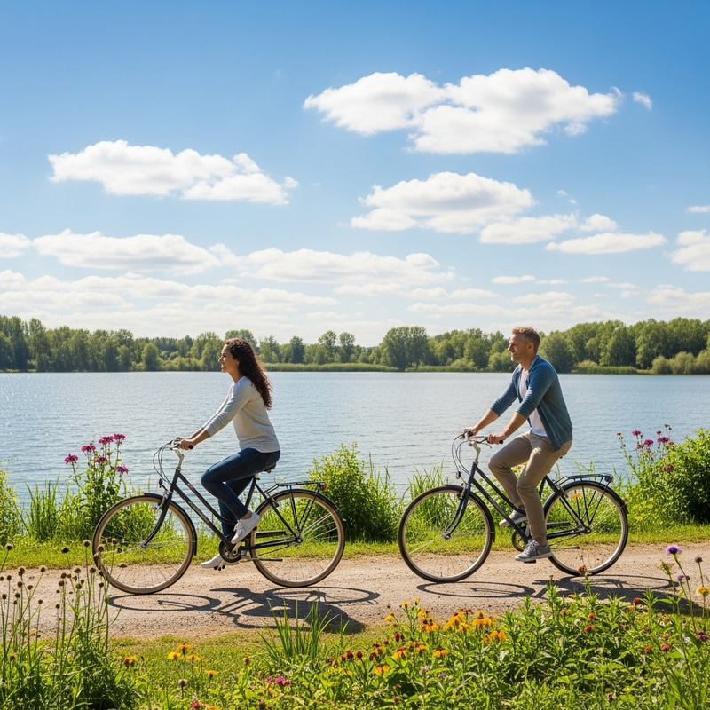 Tranquil Lake Bike Ride Scene Tranquil Lake Bike Ride Scene