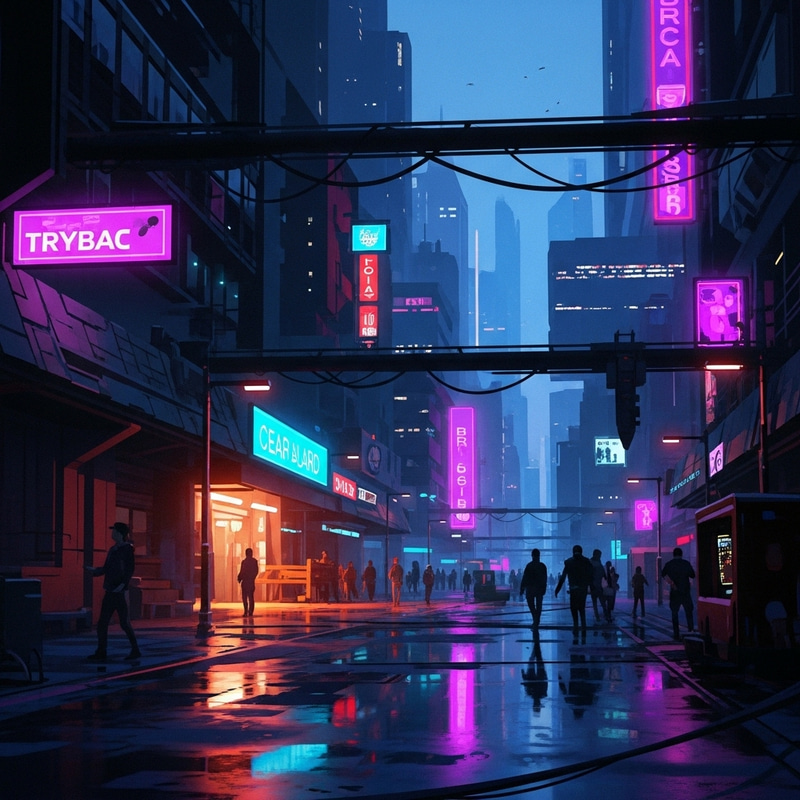 Futuristic Cyberpunk Cityscape | Neon Lights Dusk Art