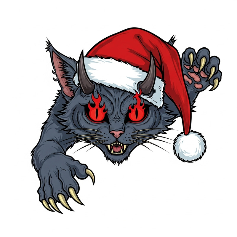 Santa Hat Cat Demon: Festive and Fierce Santa Hat Cat Demon: Festive and Fierce