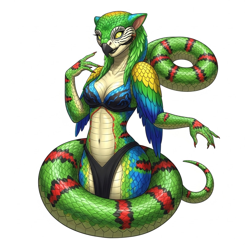 Female Parrot Snake Character: Vibrant and Graceful Imagery Female Parrot Snake Character: Vibrant and Graceful Imagery