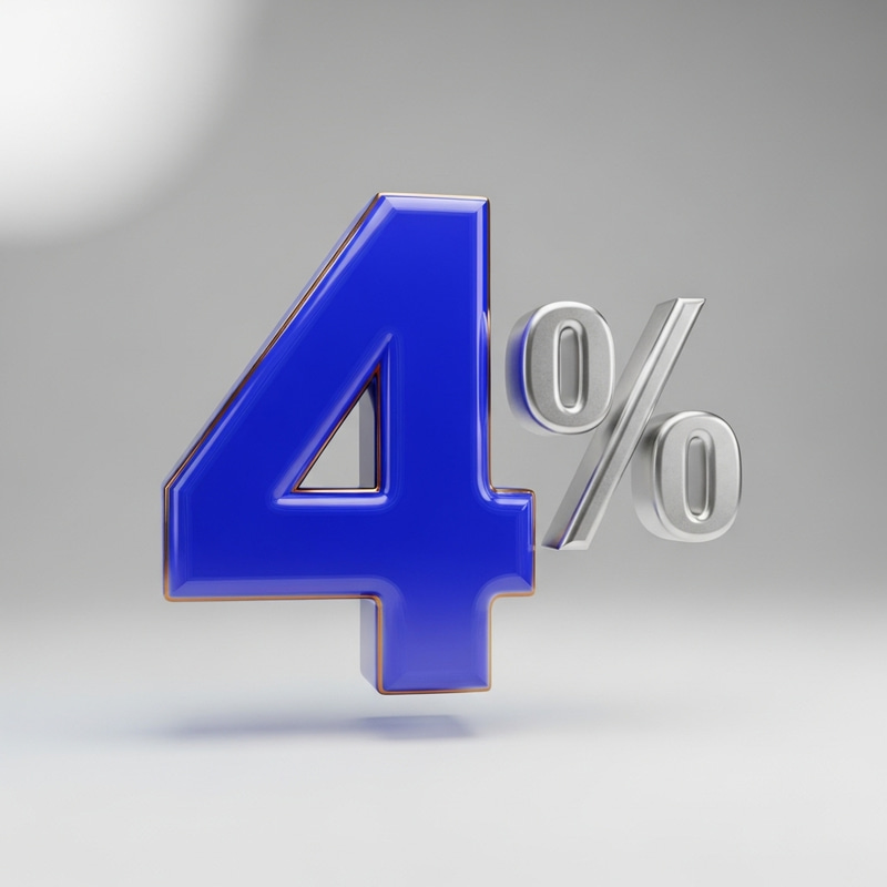 3D Number 4% Art: Royal Blue & Shimmering Silver Design 3D Number 4% Art: Royal Blue & Shimmering Silver Design