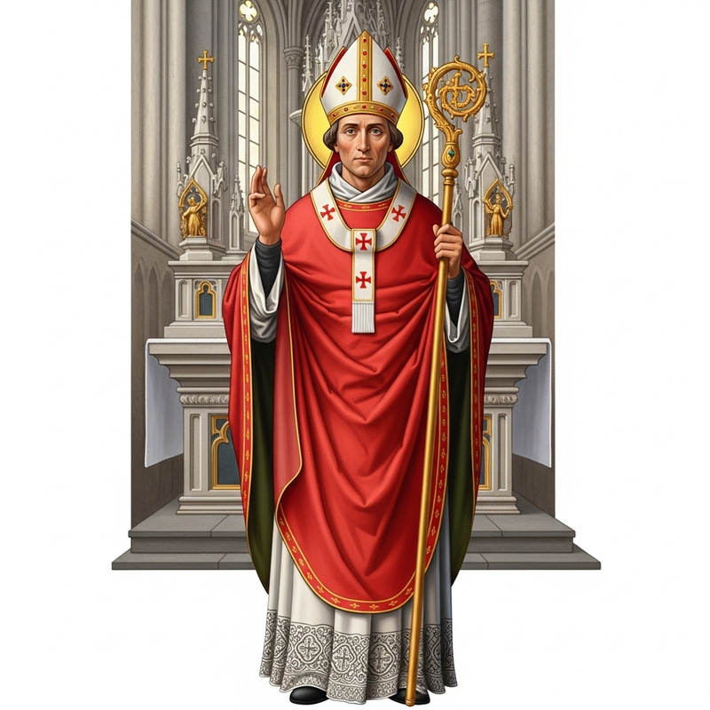 Memorial of Saint Stanislaus, Bishop and Martyr | Red Chausable Memorial of Saint Stanislaus, Bishop and Martyr | Red Chausable