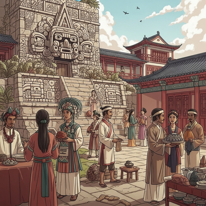 Mayan and Chinese Cultural Fusion Art