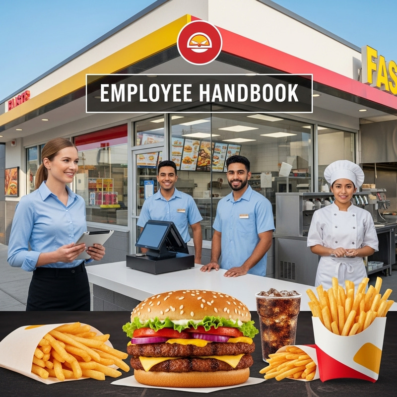 Vibrant Fast Food Restaurant Employee Handbook Cover Vibrant Fast Food Restaurant Employee Handbook Cover