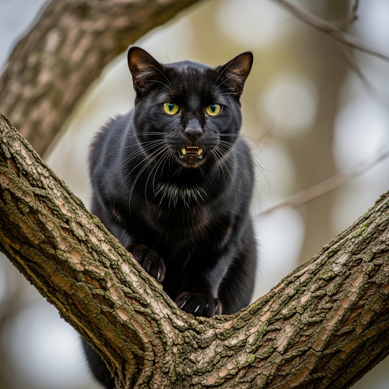 Majestic Black Cat in Vibrant Colors and High Contrast | Fierce & Alert