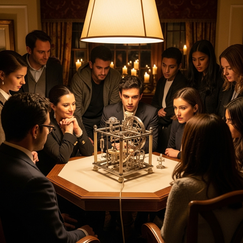Intricately Crafted Time Travel Mechanism in Luxurious Dining Room