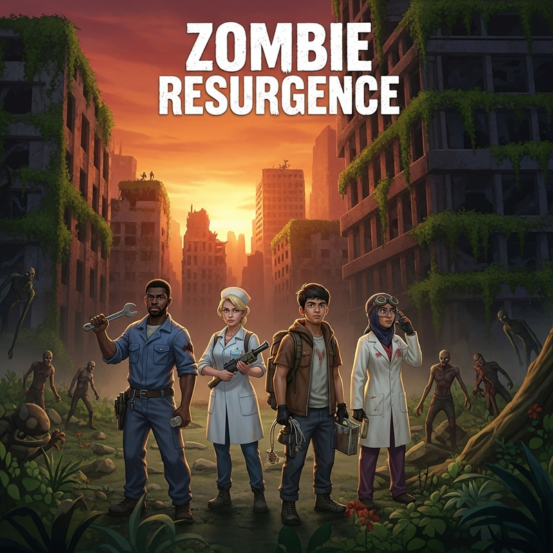 Zombie Resurgence - Diverse Survivors in Post-Apocalyptic Cityscape
