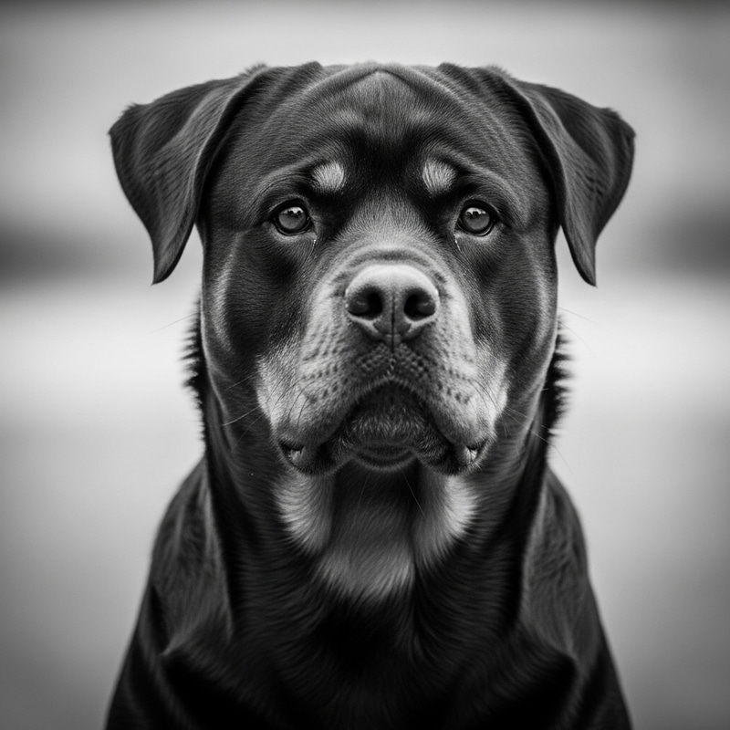 Black and White Rottweiler | High Resolution & Enhanced Lighting