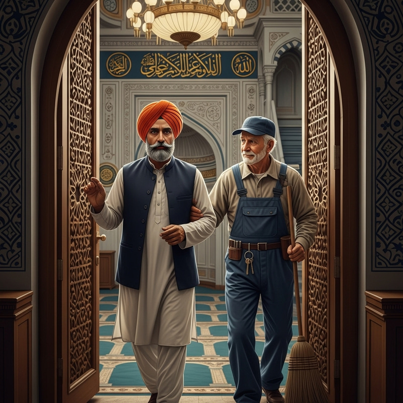 Scholar Escorted Out of Mosque by Janitor Scholar Escorted Out of Mosque by Janitor