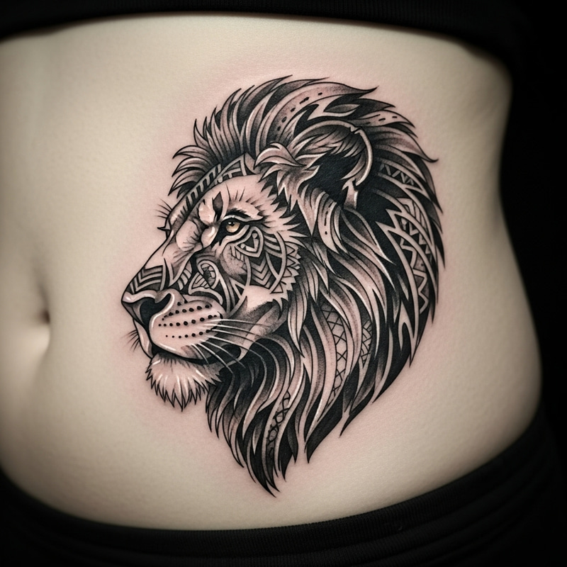 Fierce Lion Profile Tribal Tattoo Design | Masculine Energy Fierce Lion Profile Tribal Tattoo Design | Masculine Energy