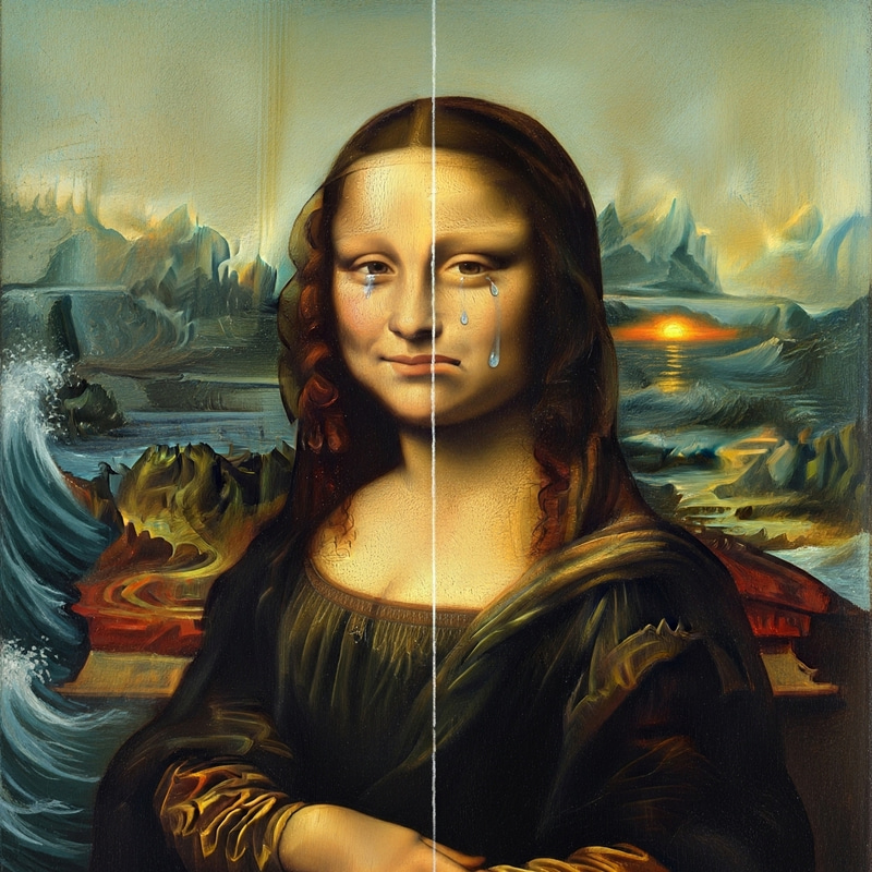 Cute Little Boy Expressions: Joy & Sorrow in Mona Lisa Style