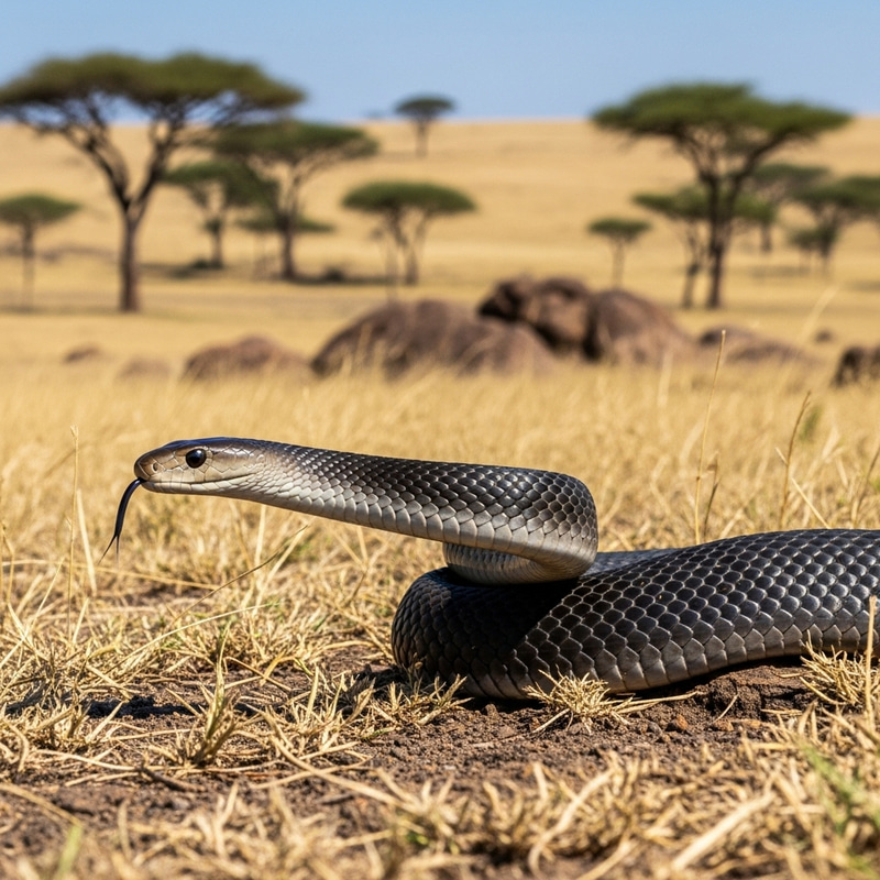 Black Mamba Snake in Savannah - Stunning Image Black Mamba Snake in Savannah - Stunning Image