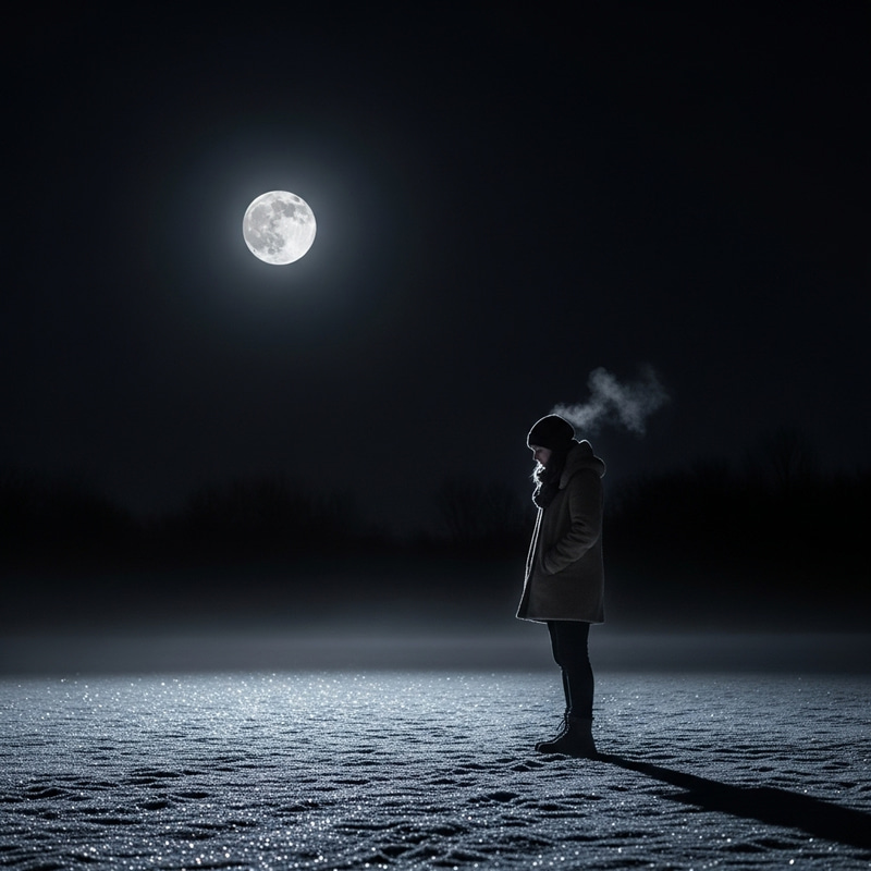 Tranquil Moonlit Night Scene with Contemplative Visitor - A Serene and Tranquil Moonlit Night Tranquil Moonlit Night Scene with Contemplative Visitor - A Serene and Tranquil Moonlit Night