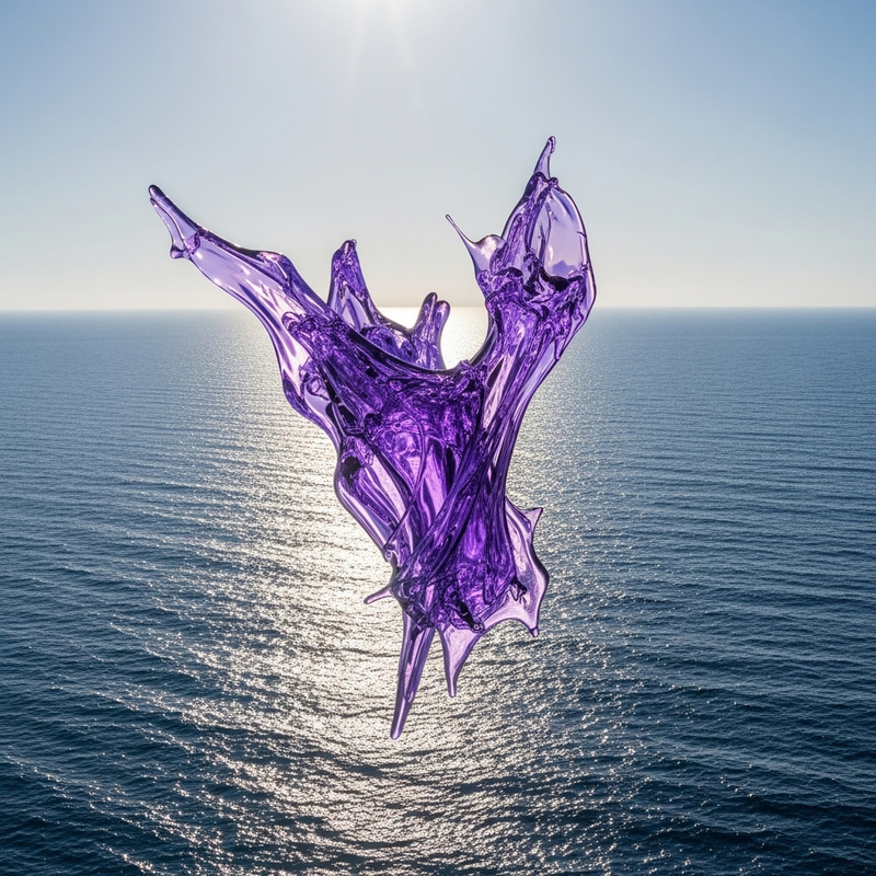 Macro Ocean: Raw & Purple Holographic Abstract Form