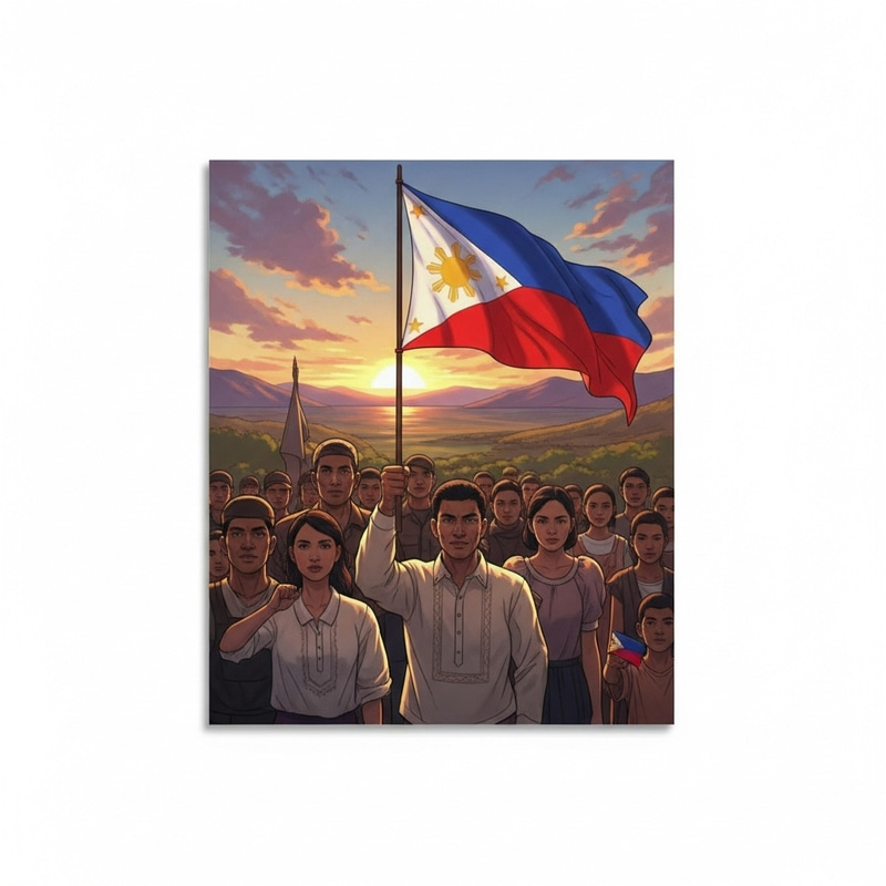 Patriotic Scene in Philippines | Amorsolo-inspired, Vibrant Colors Patriotic Scene in Philippines | Amorsolo-inspired, Vibrant Colors